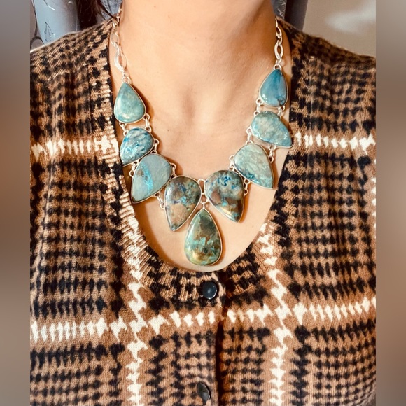 Blue Green Chrysocolla “The Teaching Stone” Necklace 18”-19” Adjustable - Picture 8 of 12